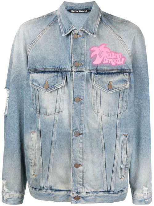 Graffiti-print denim jacket - Blue