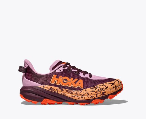 HOKA Speedgoat 6 Shoes in Flower Nectar/Neon Tangerine