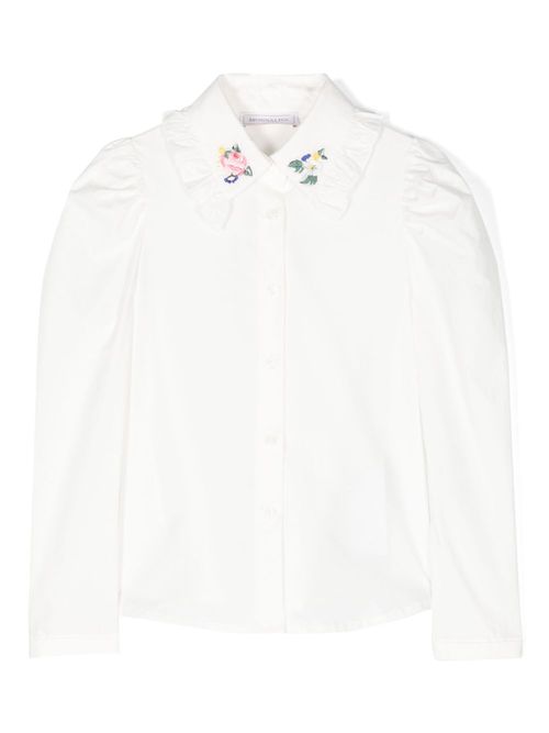 Floral-embroidered shirt - White