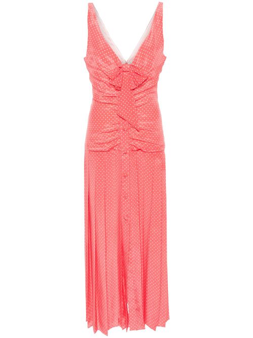 Polka dot silk midi dress - Pink