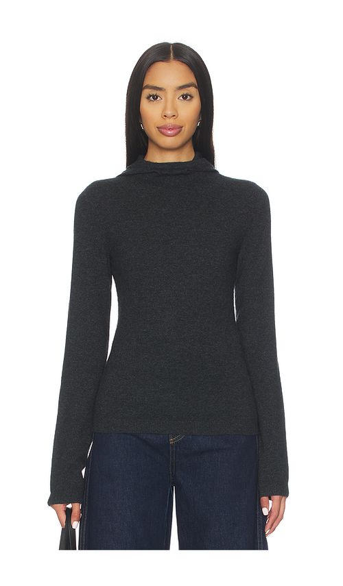 EAVES Kassi Hooded Long Sleeve in Charcoal. - XS also in L, M, S