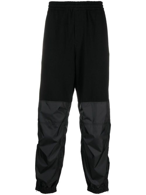 Elastic-waist panelled track pants - Black
