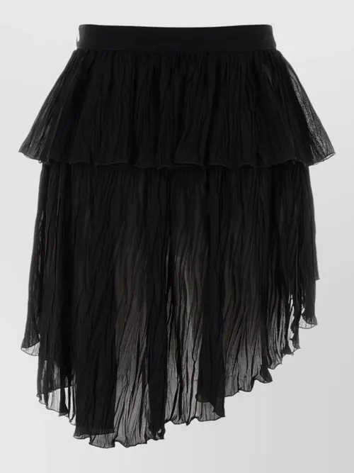 Blumarine - crepe mini skirt asymmetric hem layered pleated