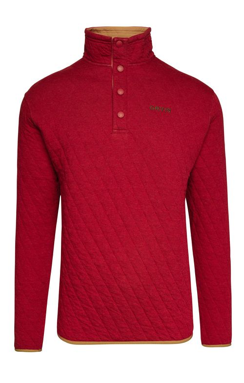 Men's Trout Bum Quilt Sweater, Barn Red