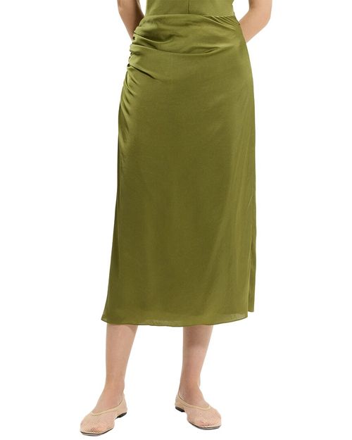 Crushed Satin Ruched Skirt