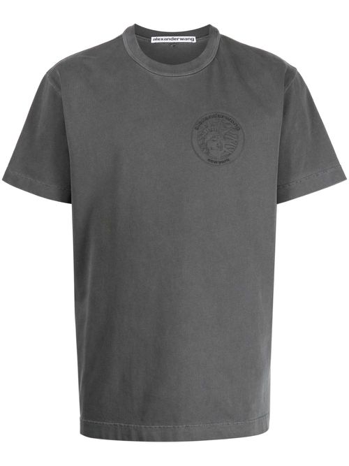 Statue of liberty-embossed crew neck T-shirt - Grey
