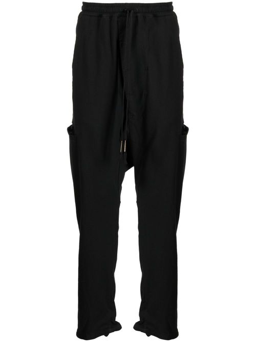 Drawstring-elasticated track pants - Black