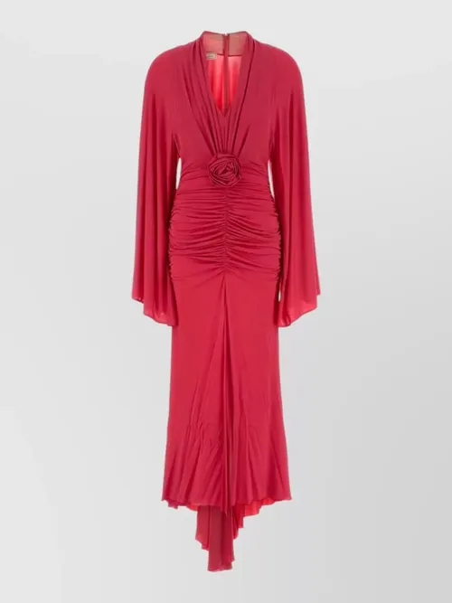 Blumarine - jersey dress asymmetric hem draped neckline