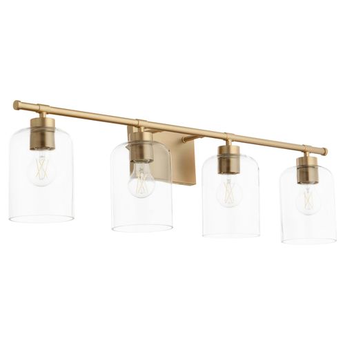 Aged Brass Four Light Vanity from the Tribute Collection