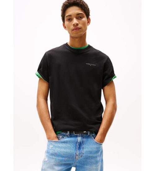 Tommy Jeans for man. DM0DM21188 Slim fit t-shirt with black logo (XXL), Casual, Cotton, Short sleeve