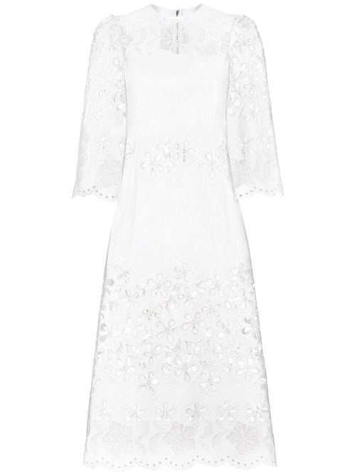 돌체앤가바나 여성 White Broderie Anglaise Dress - Women's - Elastane/Cotton F6JIFZGDCJT23602263