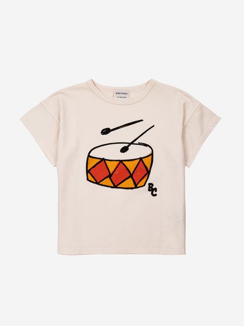 Ivory T-shirt For Boy With Drum Print