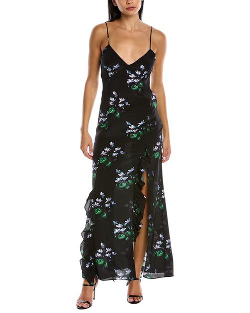 Ruffle Cami Silk Maxi Dress
