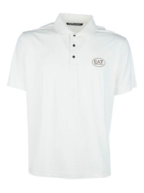 Ea7 Emporio Armani logo-print polo shirt - White