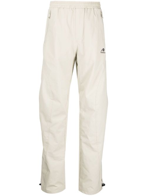 Logo-embroidered straight-leg trousers - Neutrals