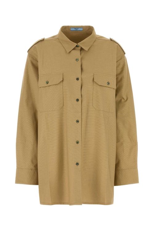 Cotton Overshirt Shirt — Beige
