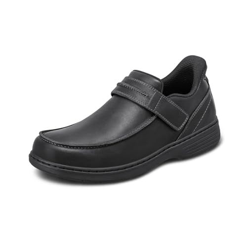 Orthofeet Men's Orthopedic Xavier Hands-Free Leather Slip-On Dress Shoe, Brown