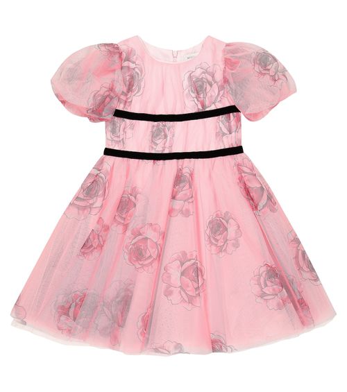 Monnalisa Floral tulle dress