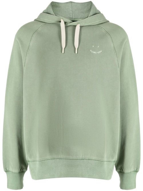 Logo-print cotton hoodie - Green