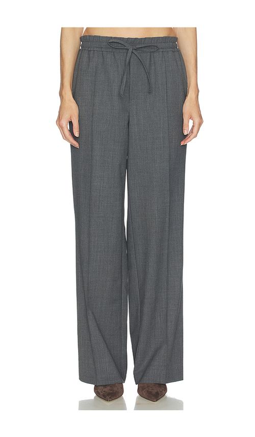 Helsa Wool Blend Drawcord Trousers in Medium Heather Grey. L also in M, S