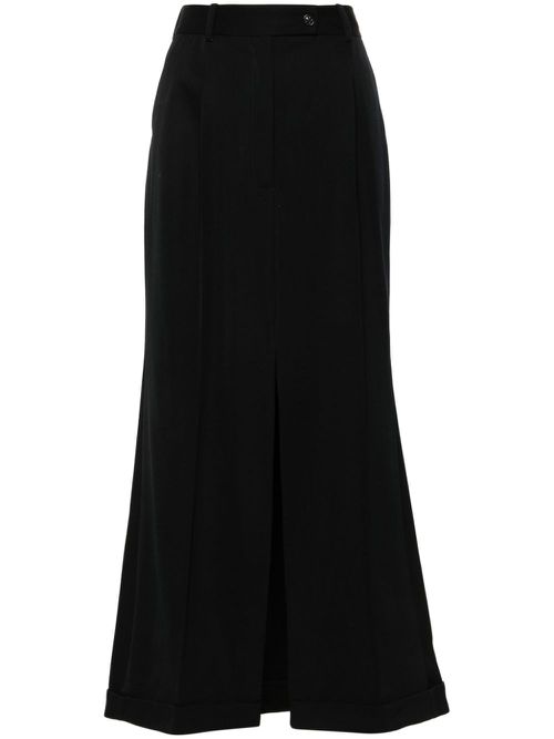 Wool maxi high-waisted skirt - Black
