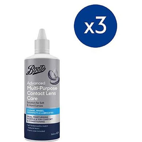 Boots Advanced Multi-purpose Contact Lens Solution For Soft & Hard Lenses - 3 x
