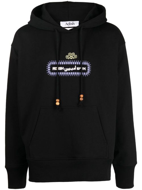 Alkhws logo-print cotton hoodie - Black