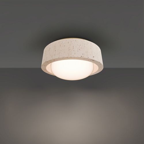 Beige Travertine Aged Brass LED Flush Mount from the Tane Collection