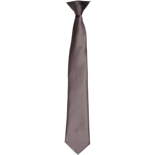 Premier Colours Mens Satin Clip Tie (Dark Grey) - One Size