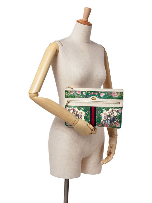 2016-2024 Yuko Higuchi Coated Canvas Ophidia Web clutch bag - Green