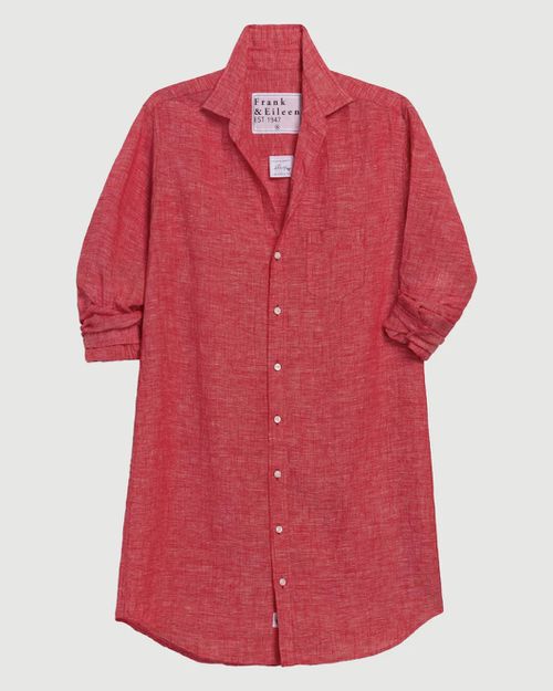 PREORDER: Mary Classic Shirtdress Red Linen
