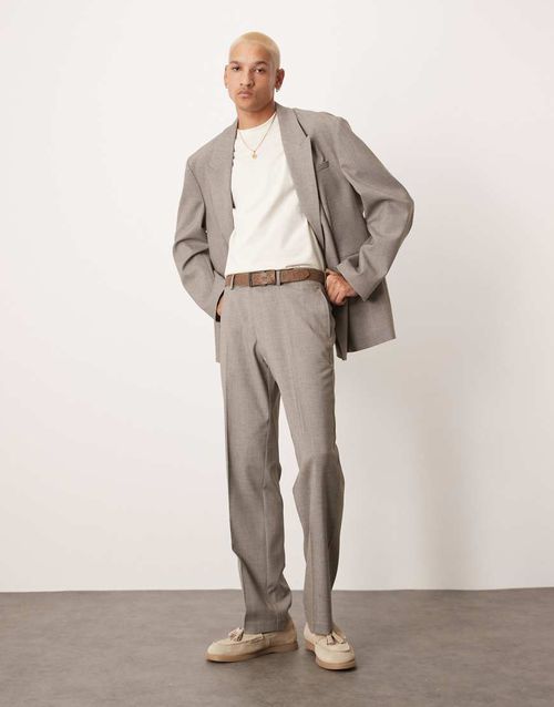 ASOS DESIGN straight leg suit pants in heather gray texture