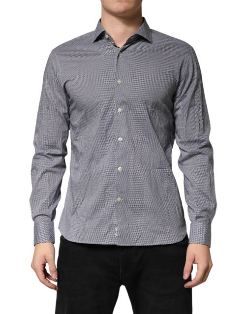 Domenico Tagliente Gray Patterned Long Sleeves Dress Men's Shirt