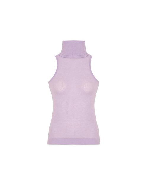 Women's Nomia Sheer Knit Sleeveless Turtleneck Top In Cosmic Mauve
