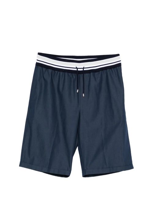 Striped-Detail Drawstring Shorts — Navy