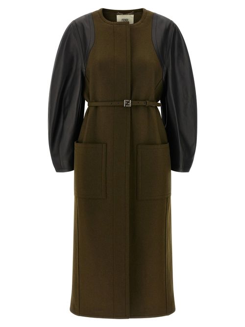 Bicolor Viscose Coat — Green