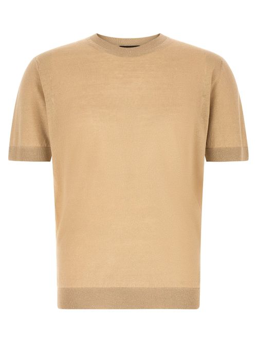 Linen-Cotton Blend Sweater — Beige