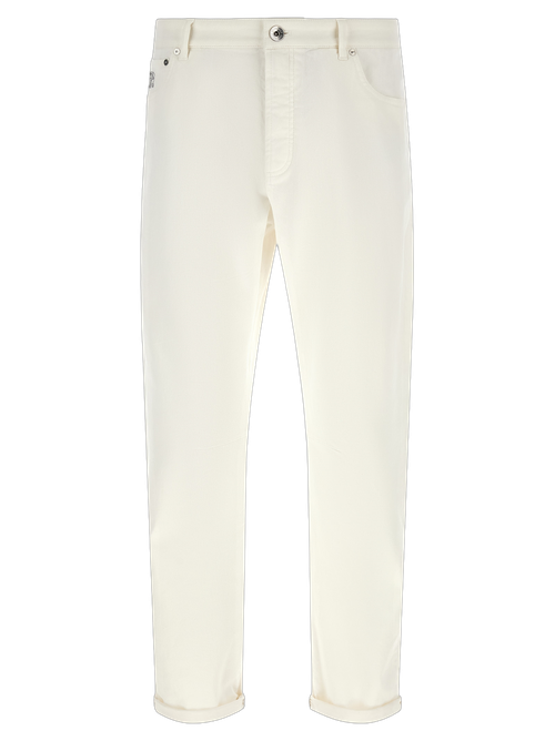 Garment-Dyed Cotton Jeans — White