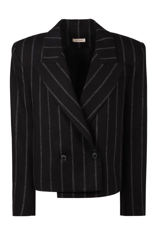 Striped Double-breasted Wool Blazer