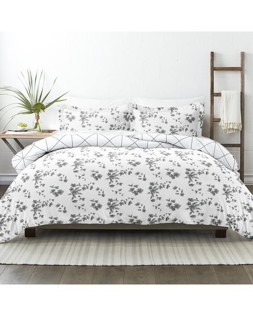 Ultra Soft Edgy Flowers 3Pc Reversible Duvet Set