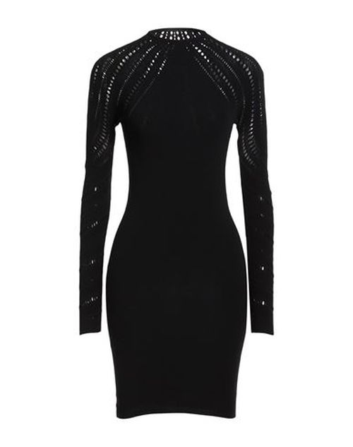 Woman Mini dress Black Size L Virgin Wool, Polyamide, Elastane