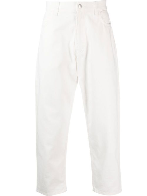 Washed tapered denim jeans - White