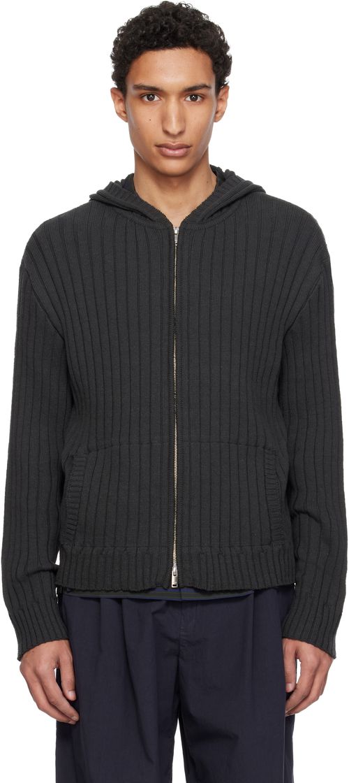 Gray Cotton Wide Rib Hoodie