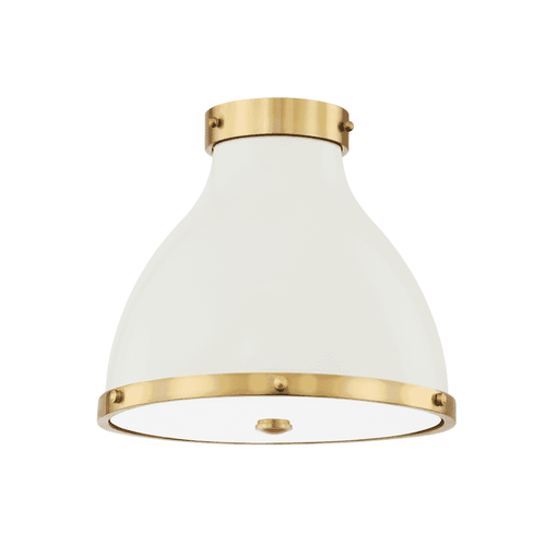 Aged Brass Off White Two Light Flush Mount from the Painted No. 3 Collection