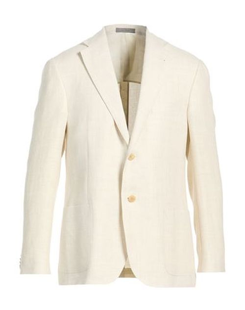 Man Blazer Ivory Size 42 Linen, Virgin Wool