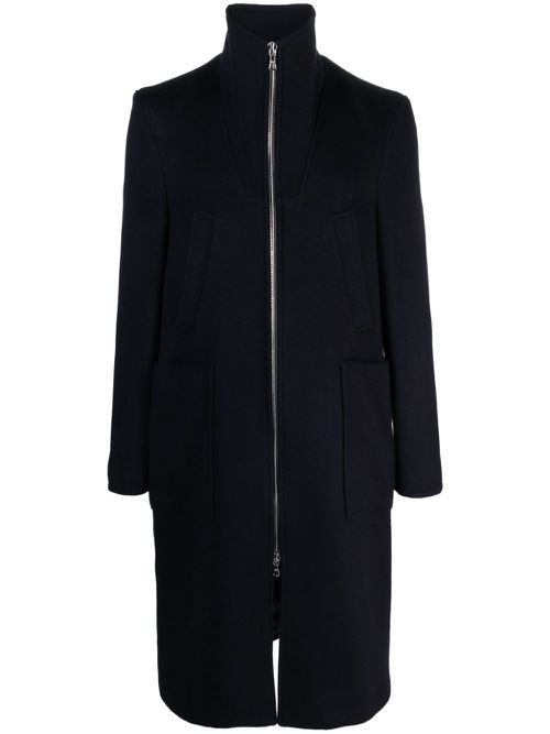 Zip-up virgin wool coat - Blue