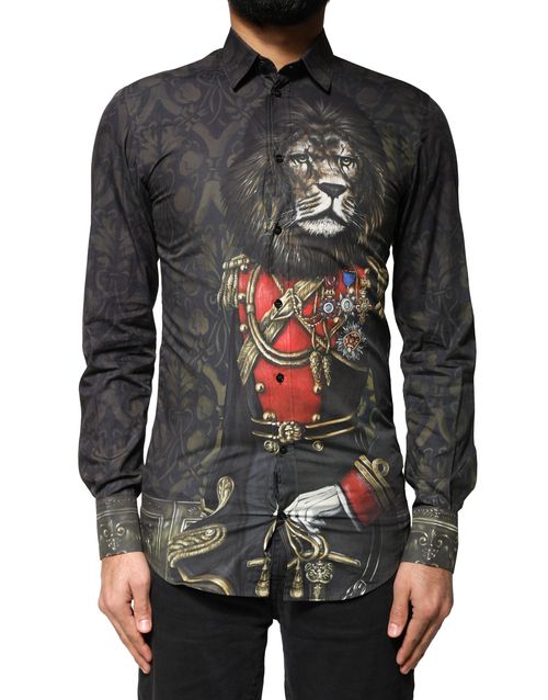 Royal Pet Portrait Gold Print Shirt — Black