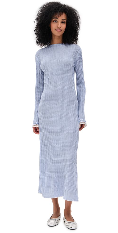 Guest In Residence 여성 Fine Stripe Mock Neck Dress Cream/French Blue