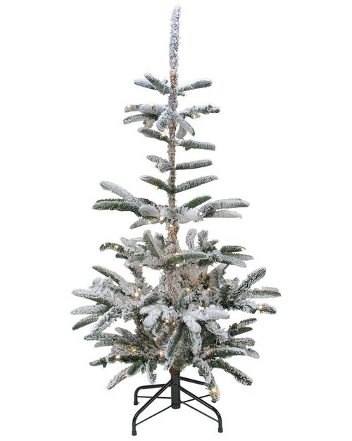 Northlight 6.5ft Pre-Lit Flocked Slim Nordmann Fir Artificial Christmas Tree - Warm Clear LED Lights
