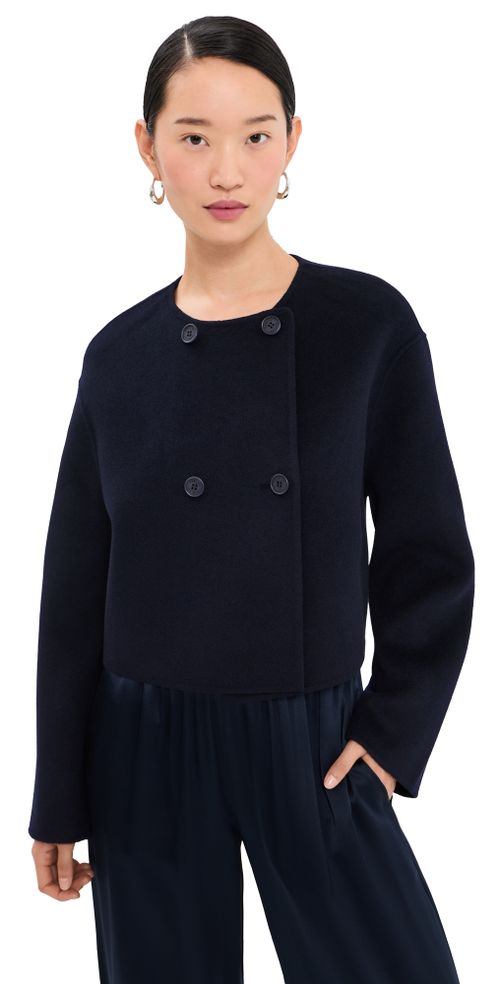 Floren Cropped Double Breasted Jacket Midnight Navy